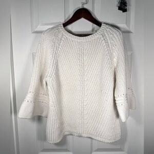 Rosie Neim Chunky Knit Cream Bell Sleeve Boxy Sweater Womens Size X-Large